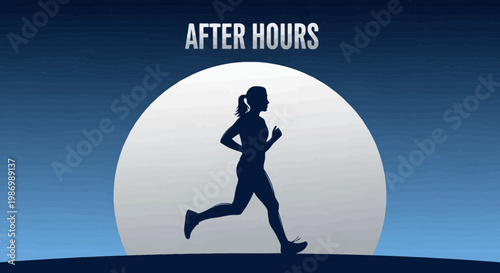 Night Runner Silhouette With Full Moon