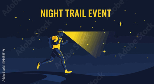 Night Trail Runner Illuminating The Path Under Starry Skies