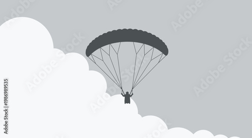 Paraglider Soaring Gracefully Through Cloud Filled Skies