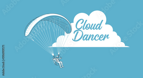 Paraglider Soaring High Above In A Minimalist Design