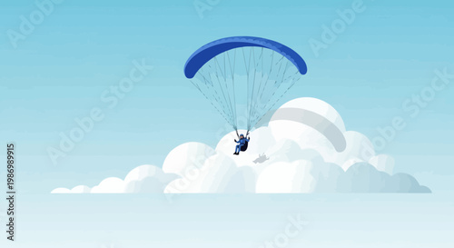 Paragliding Adventure High Above Fluffy Clouds