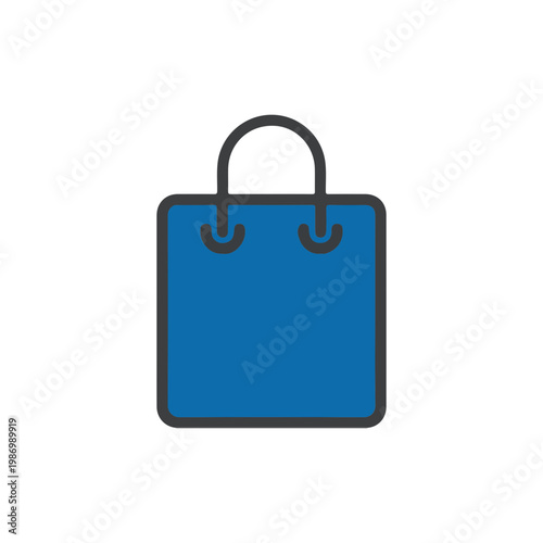 Blue shopping bag icon, clean design, e-commerce symbol