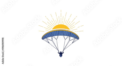 Paraglider Soaring Under a Radiant Sunrise Sky