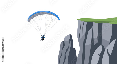 Paragliding Adventure Over Dramatic Cliff Faces