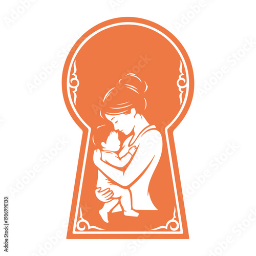 Happy Mother’s Day Vector Illustration, Mom Love Typography Design, Floral Heart Shape, Elegant Greeting Card Template, Hand Drawn Flowers, Family Celebration Concept, Minimal White Background.