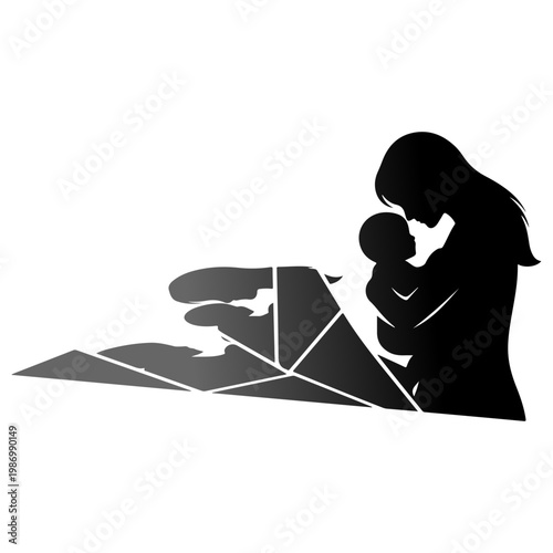 Happy Mother’s Day Vector Illustration, Mom Love Typography Design, Floral Heart Shape, Elegant Greeting Card Template, Hand Drawn Flowers, Family Celebration Concept, Minimal White Background.