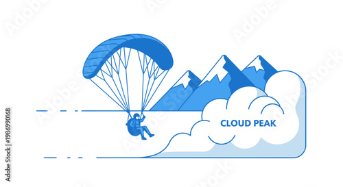 Paragliding Adventure Over Majestic Mountain Peaks And Clouds