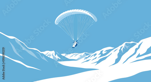 Paragliding Adventure Over Snow Covered Mountains