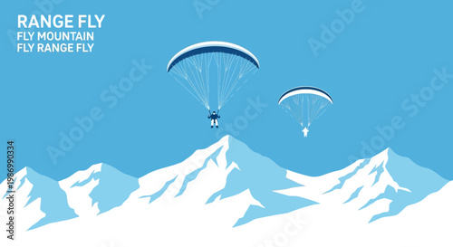 Paragliding Adventure Over Snow Covered Mountain Peaks