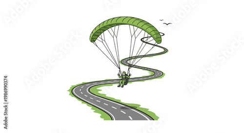 Paragliding Above A Winding Road A Symbol Of Adventure And Freedom