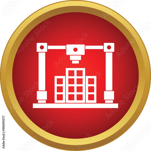 Large scale 3d printer constructing multiple building models within a red circle