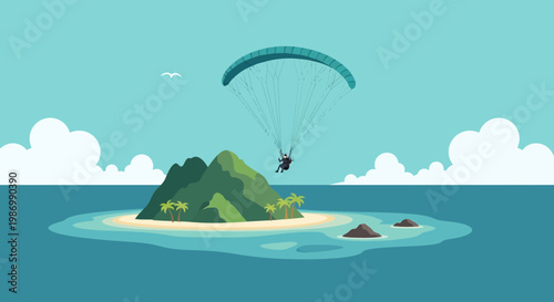 Paragliding Adventure Over Tropical Island Paradise