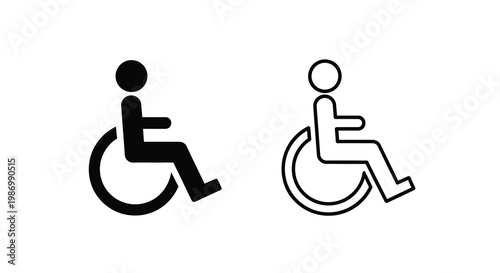 Two variations of the international symbol of access depicting a person in a wheelchair