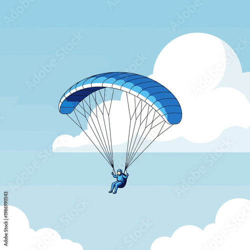 Paragliding Adventure Above Fluffy Clouds Sky