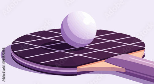 Ping Pong Paddle And Ball In Minimalist Style