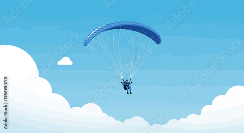 Paragliding Adventure Under A Vast Blue Sky