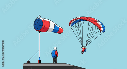 Paragliding Adventure Windsocks And Clear Sky Leisure Activity