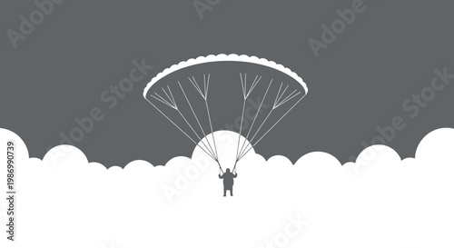 Paragliding Adventurer Soaring Above Clouds