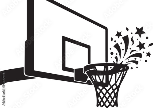 Basketball Hoop, Black, Vector, Sports, Illustration, Net, Backboard, Celebration