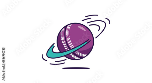 Playful Purple Cricket Ball Orbiting with Style