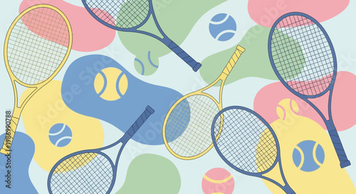 Playful Tennis Racquets And Balls Seamless Pattern