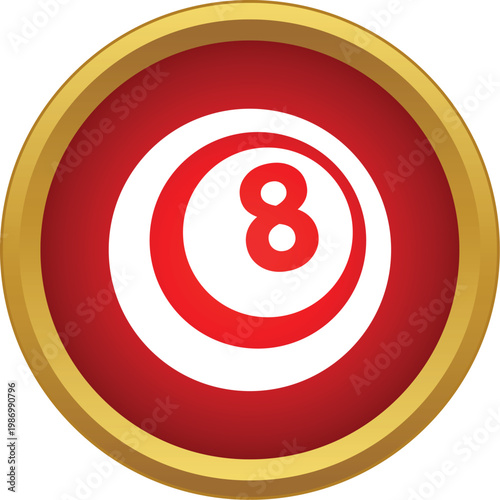 Red 8 ball simple icon for gambling, games, and sports