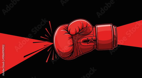Powerful Red Boxing Glove Unleashing a Forceful Impact