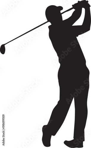 Golf, golfer silhouette, black golf player icon, vector sports illustration