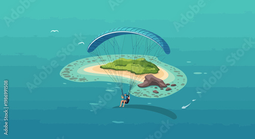 Paragliding Over Tropical Island Paradise Aerial Adventure