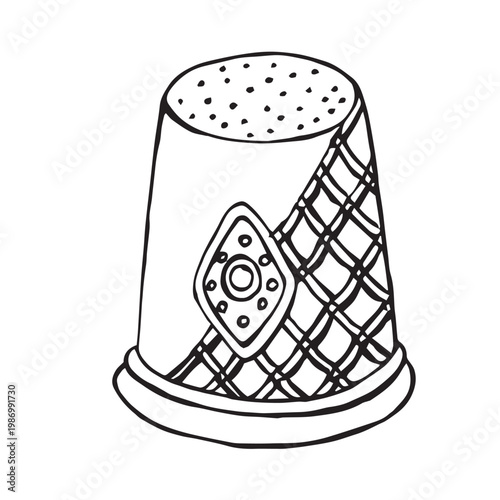 Vintage sewing thimble - manual graphics - vector - tracing