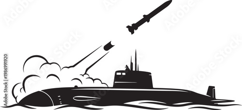 Black submarine vector, military submarine icon, underwater warfare illustration, naval vessel graphic