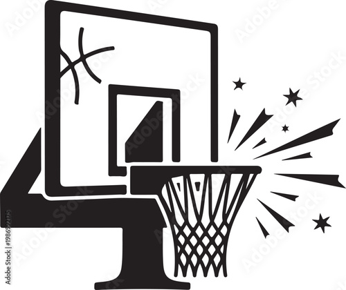 Basketball Hoop, Slam Dunk Icon, Black Sports Symbol, Vector Graphic