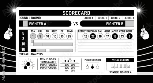 Professional Boxing Scorecard Detailed Round Analysis And Fighter Performance Metrics