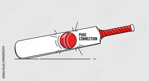 Perfect Cricket Bat Ball Connection Dynamic Sports Illustration
