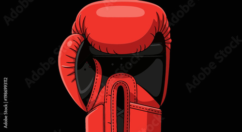 Red Boxing Glove On A Black Background Sport And Competition