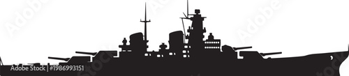 Battleship, warship, naval vessel, military ship, silhouette, black, vector, illustration,  warfare, ocean