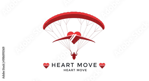 Red Heart Paraglider Ascending Through The Sky