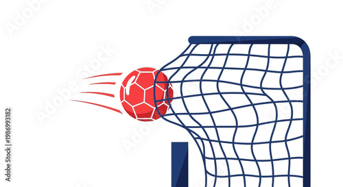 Red Handball Scores Goal Net Sport Motion Dynamic
