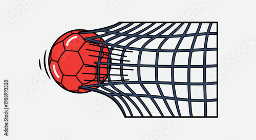 Red Soccer Ball Flying Into A Net