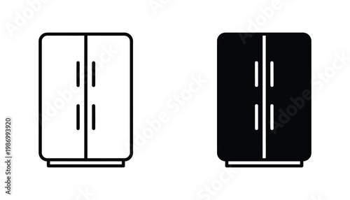 Wardrobe Icon Set Storage Furniture Black White Modern Design Element