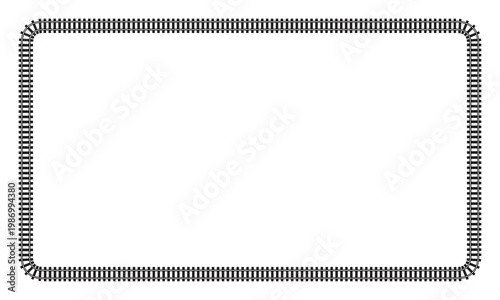 Rounded rectangle railway track frame isolated on transparent background