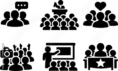 Crowd public event icons people audience
