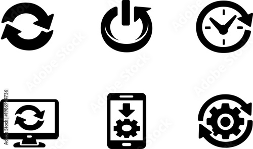 System update icons refresh restart sync settings