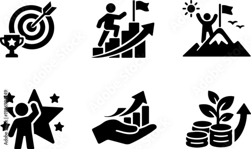 Success growth icons target achievement business

