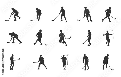 Floorball player silhouettes, Floorball players svg, Floorball player vectors, Floorball silhouette, Floorball svg.