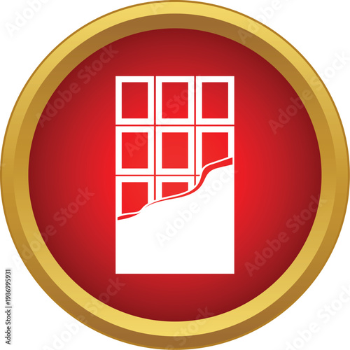 Chocolate bar icon showing a section of a broken wrapper