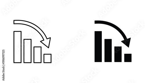 Bar Chart Downward Trend Arrow Financial Decline Report Business Analytics