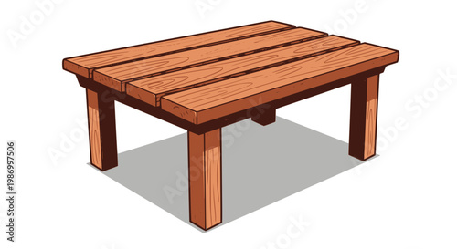 Cartoon wood table. Illustration of a cartoon funny wooden kitchen or garden table for creation of home interior scenes. Transparent SVG version.