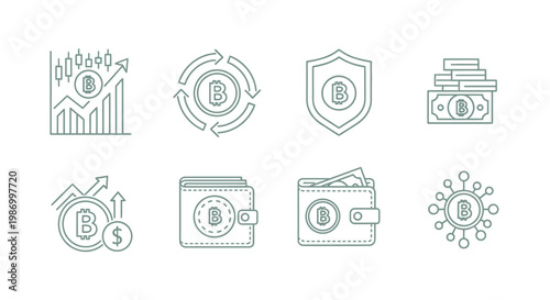 Cryptocurrency icon set bitcoin symbols for finance and technology