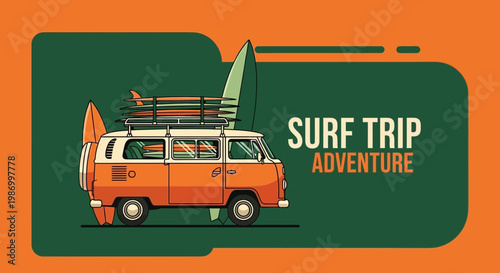 Retro Camper Van Loaded With Surfboards For An Ocean Getaway Adventure
